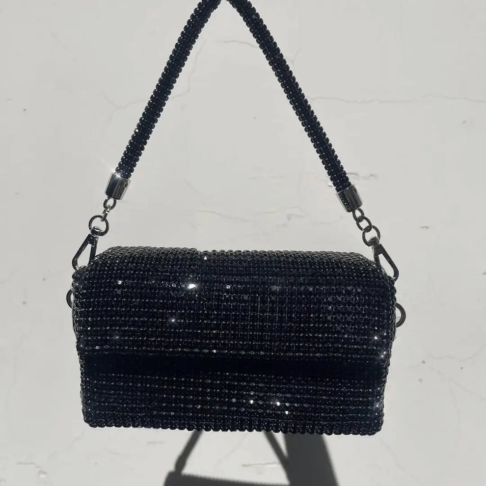 Crystal Rhinestone Wide Purse Strap Crossbody Shoulder Straps for Handbags  Black