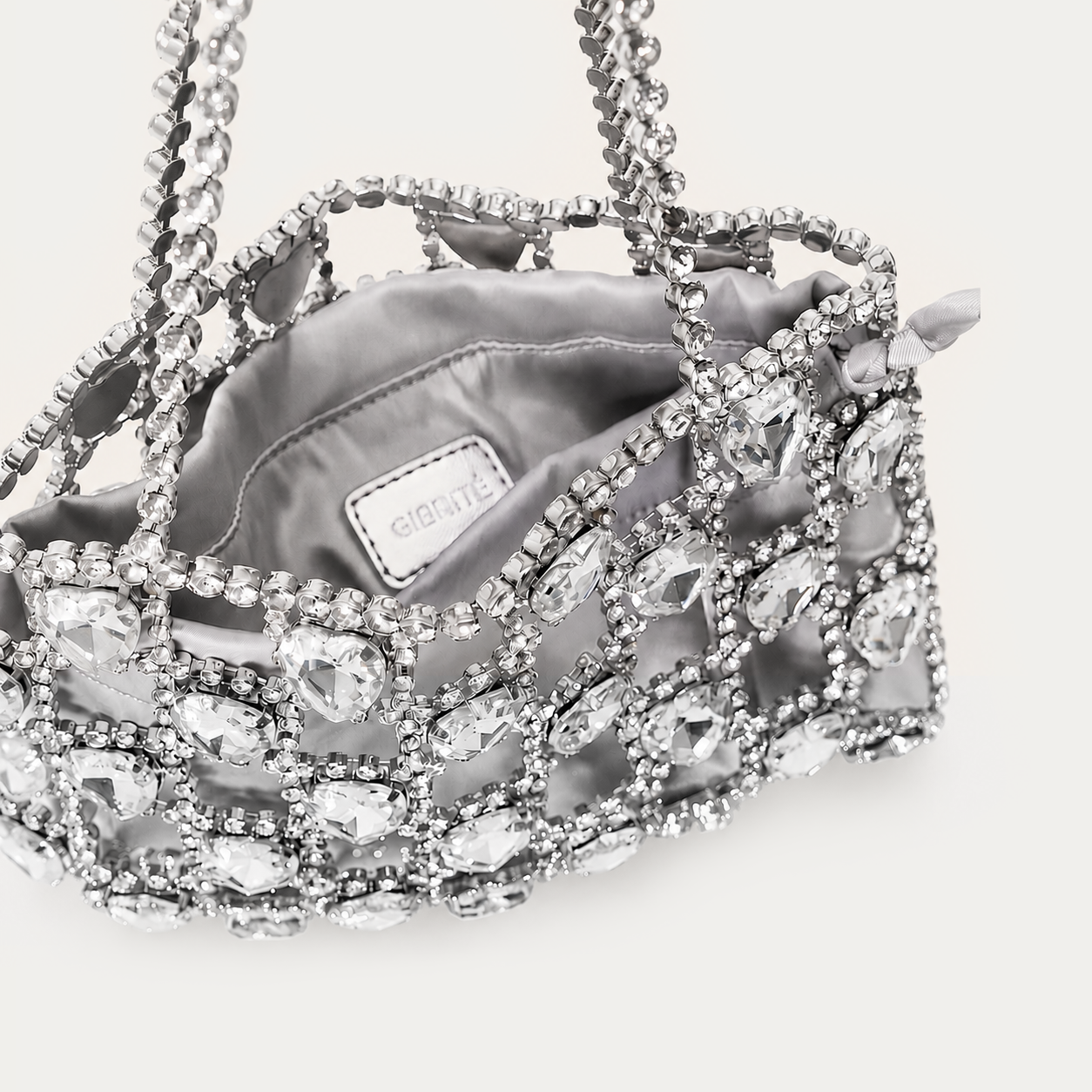Giarité Ajour crystal cage evening bag with crystal chain strap